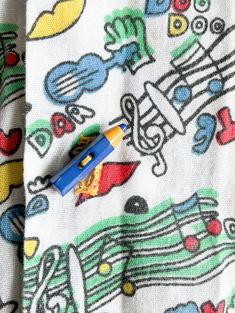 Music Teacher Shirt Novelty Print Short Sleeve Hand Made Colored Pencil Button M - Picture 2 of 9